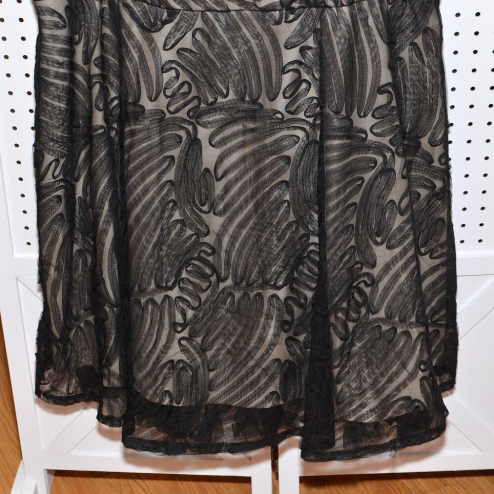 Plus Size 20W R&M Richards Black Mesh Over Nude Cocktail Party Full Skirt Dress - Picture 4 of 16
